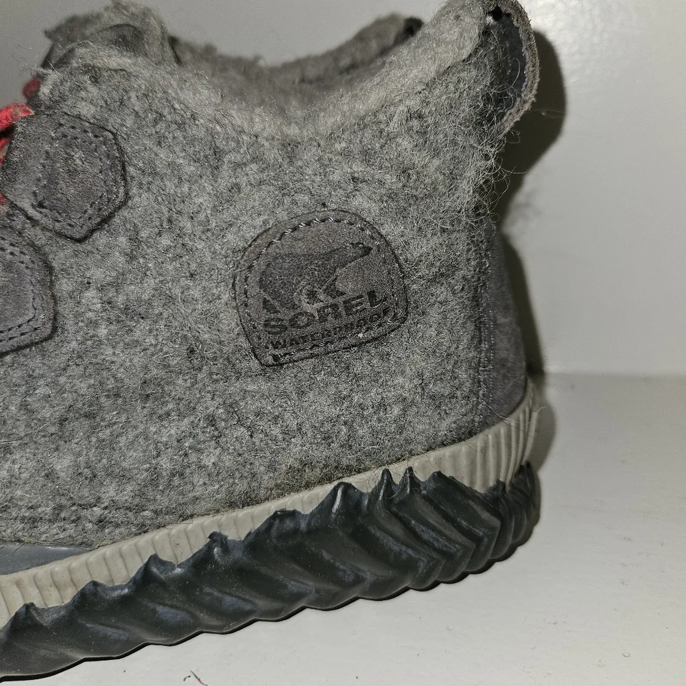 Sorel Out N About Plus Boot Grisl Sz 3 Gray Pink Felt Leather Waterproof Duck